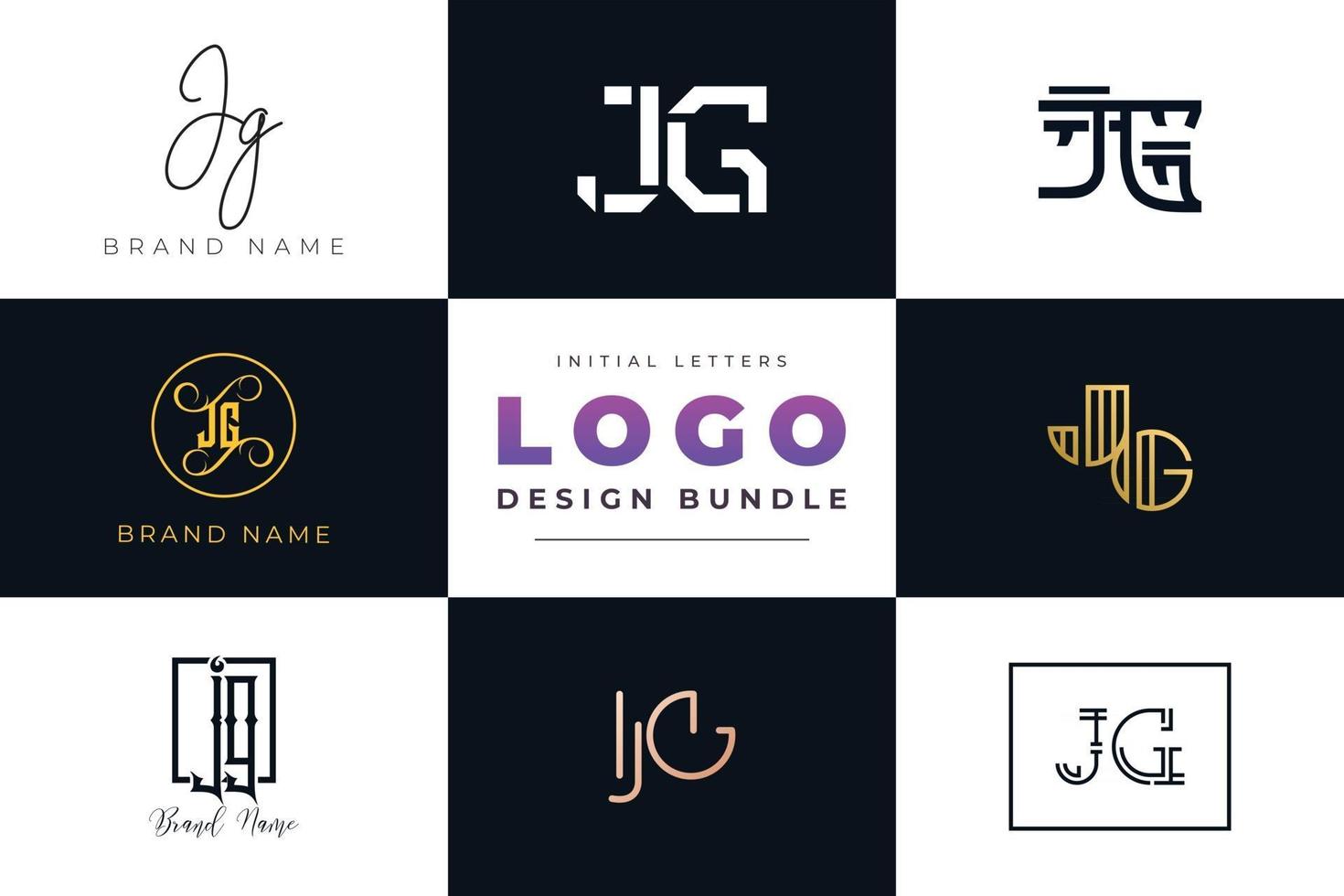 Satz von Sammlungsanfangsbuchstaben jg-Logo-Design. vektor