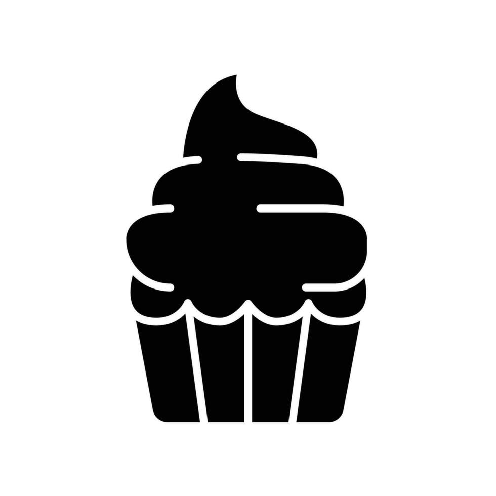 Cupcake Symbol solide. einfach Geburtstag Kuchen. lecker Muffin Sahne Kuchen. Süss Snack, Dessert und Gebäck Symbol. Süßwaren cremig backen. Vektor Illustration. Design auf Weiß Hintergrund. eps10