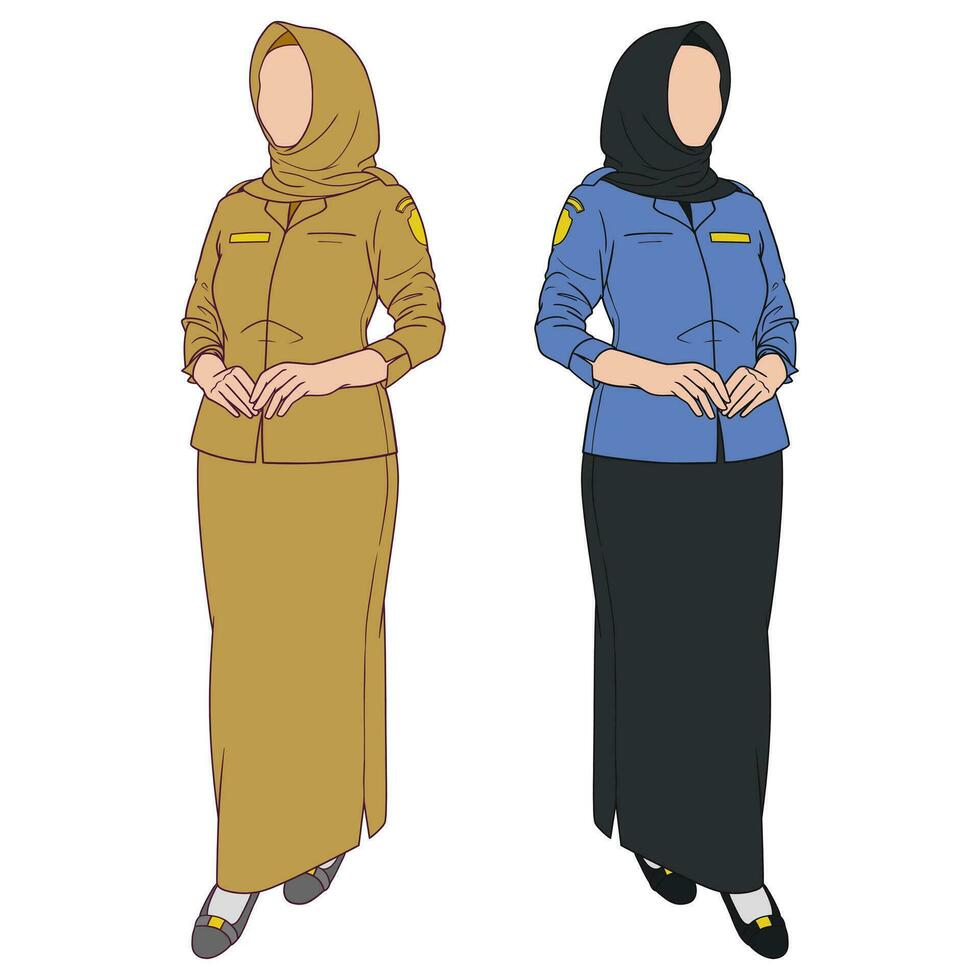 kostenlos Vektor Illustration von indonesisch bürgerlich Diener Uniformen