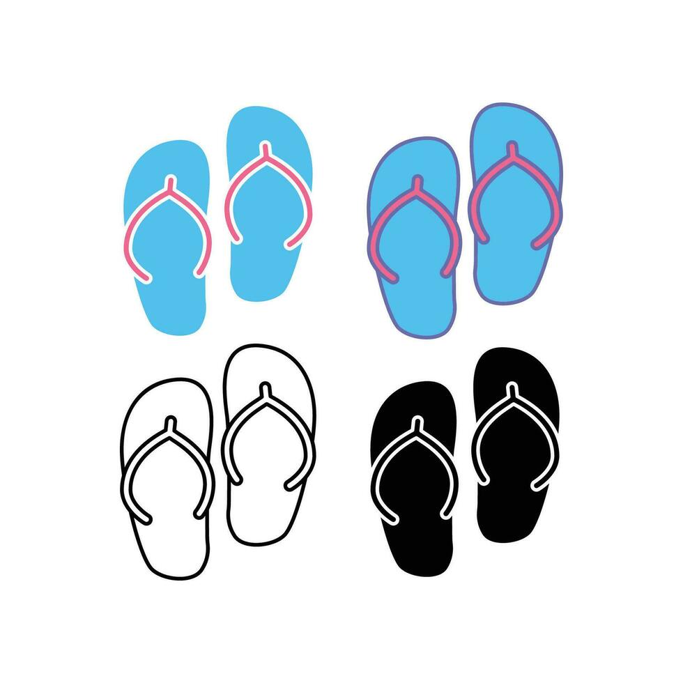 en par av strand sandaler, blå tofflor för sommar semester. bekväm toffel Skodon på havet. flip, flop, sendal, sommar tid semester ikon vektor illustration design på vit bakgrund eps 10