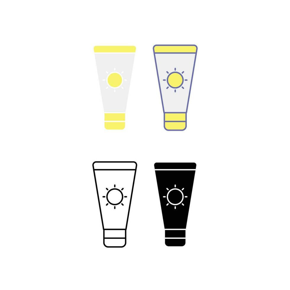 Sonne Lotion, Sonnencreme, Sonnencreme Sahne zum uv Block Sonne Schutz. Sonnenbrand Bildschirm zum Baden Strand Ferien Symbol Linie zum Netz Handy, Mobiltelefon Infografiken. Vektor Illustration Design Weiß Hintergrund eps 10