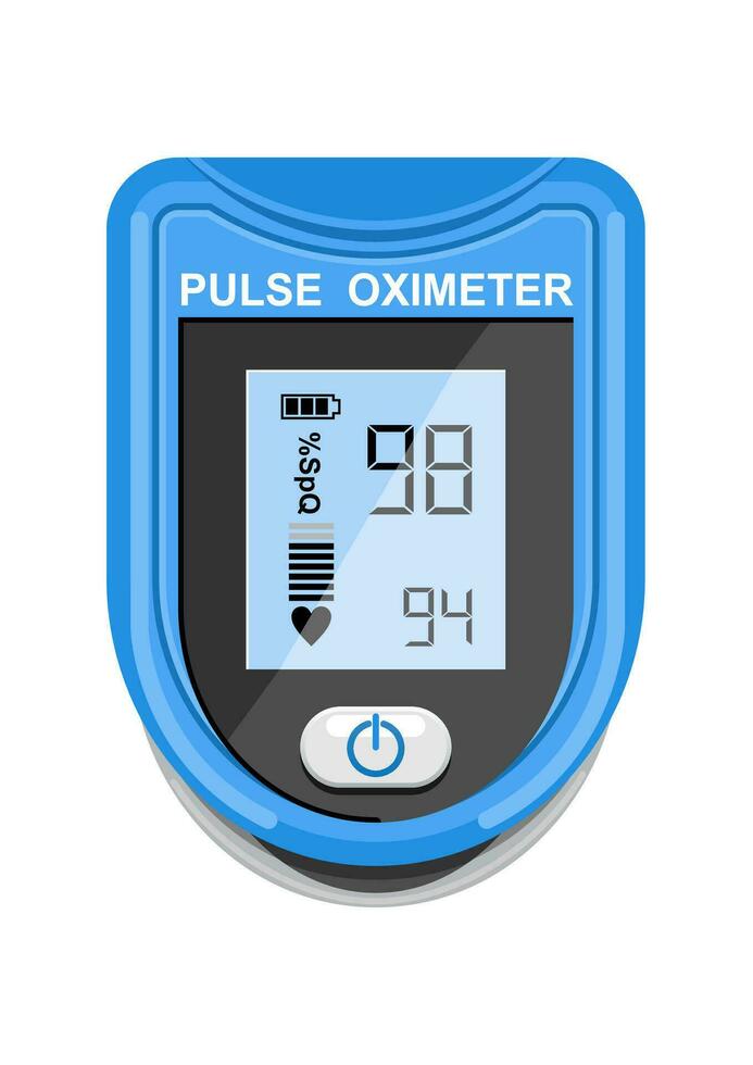 puls oximeter ikon på de median finger för mätning syre i de blod. hälsa vård för blod mättnad testa. vektor illustration