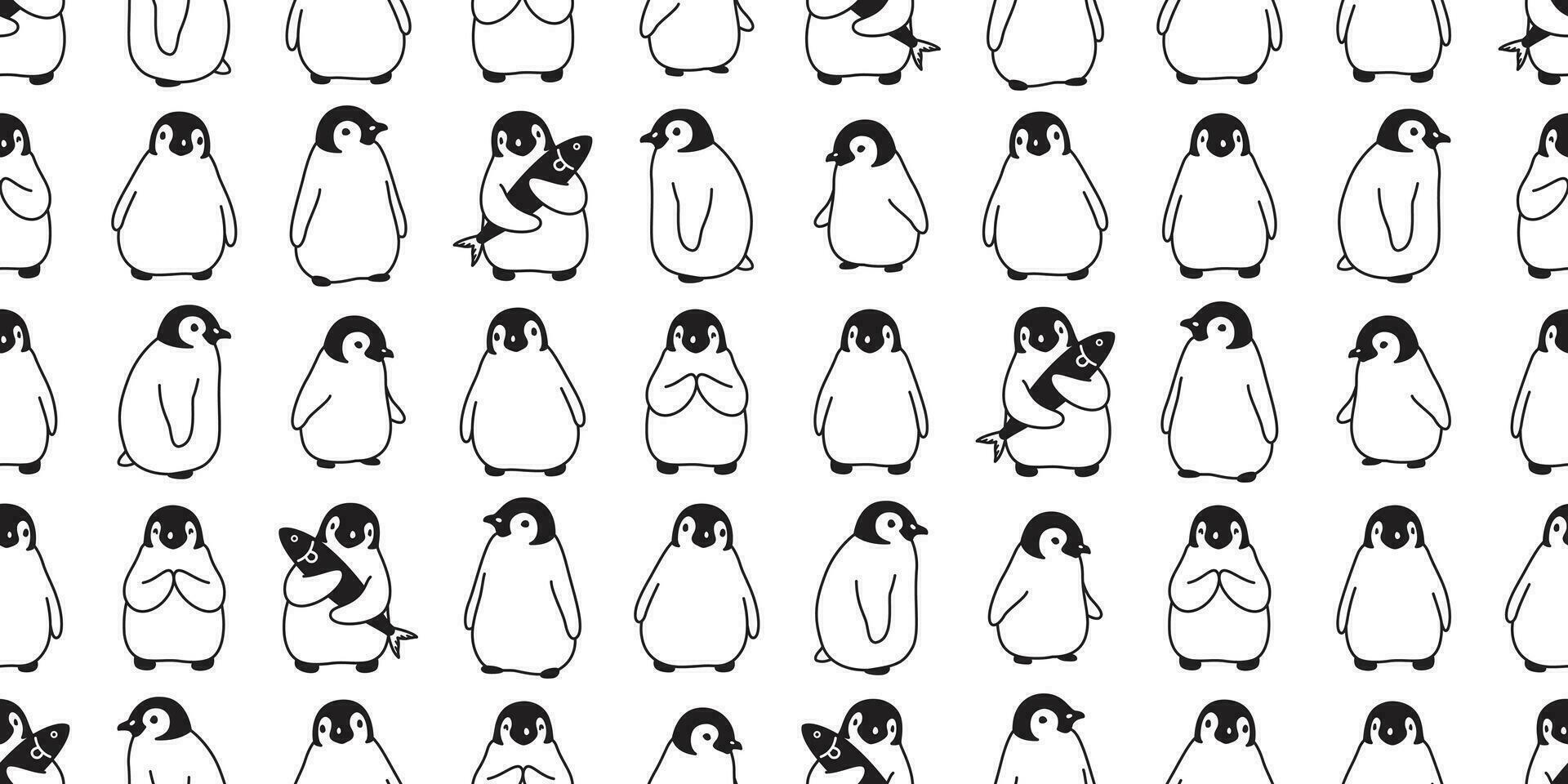 Pinguin nahtlos Muster Vektor Vogel Karikatur Polar- Bär Schal isoliert Fliese Hintergrund wiederholen Hintergrund Gekritzel Illustration Design
