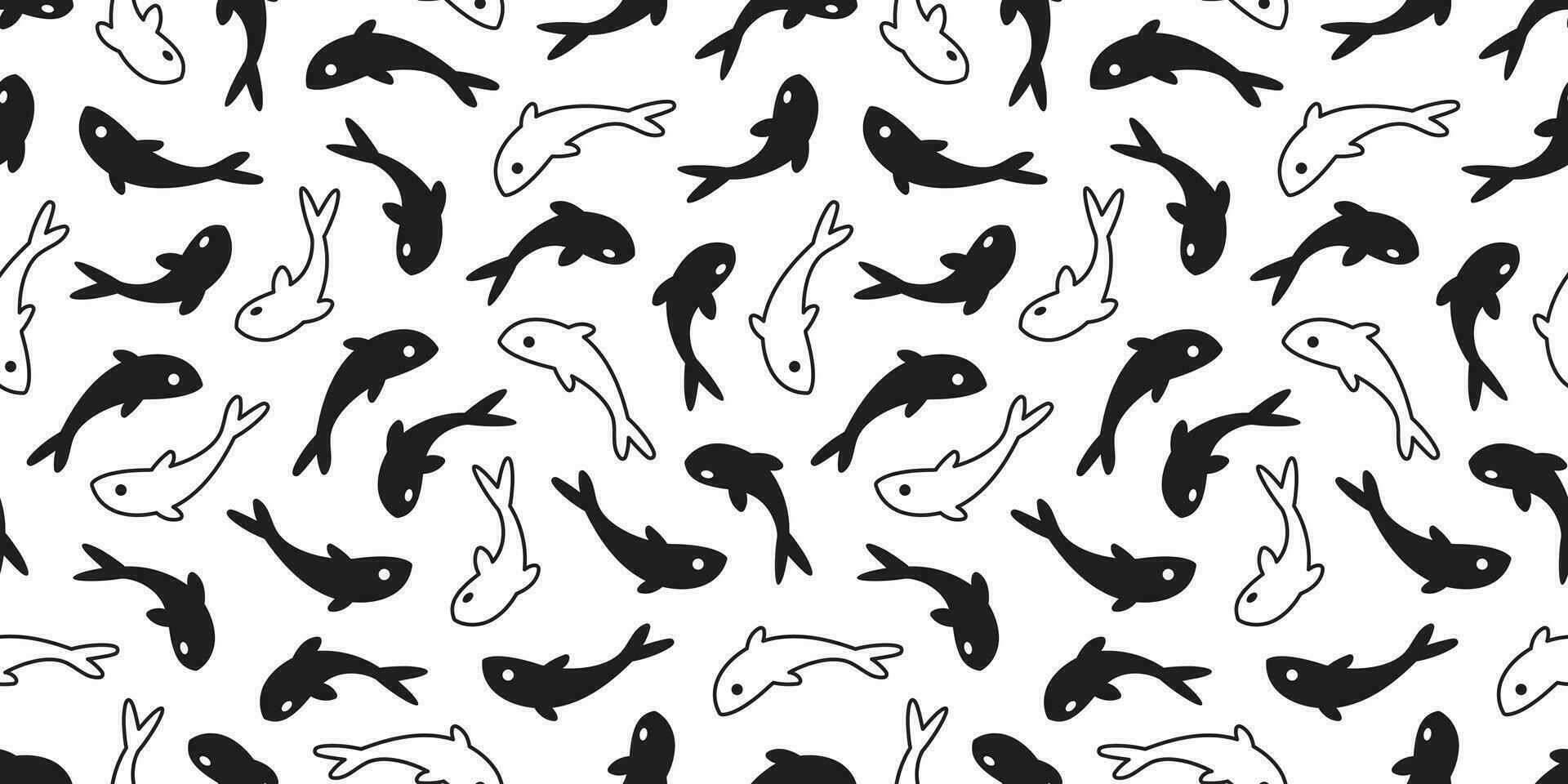 Hai nahtlos Muster Fisch Vektor Delfin Thunfisch Lachs Schal isoliert Wal Ozean Meer wiederholen Hintergrund Fliese Hintergrund Karikatur Gekritzel Illustration Design