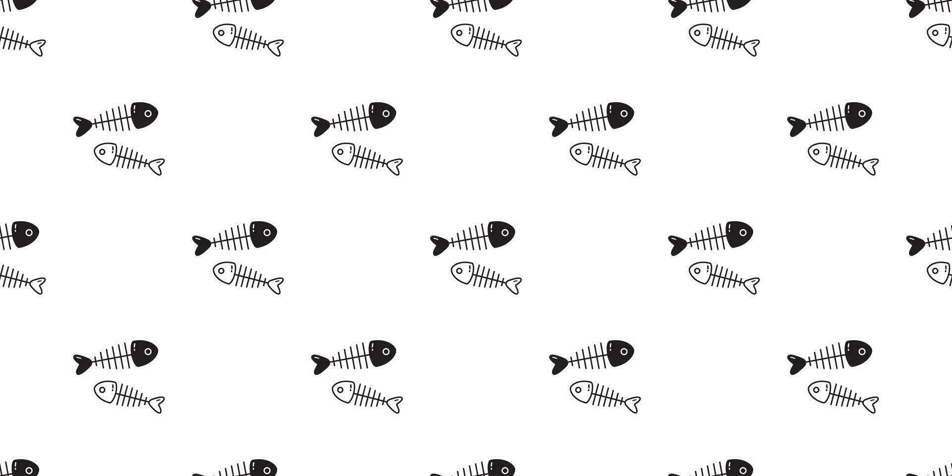 Fisch Knochen nahtlos Muster Vektor Hai Delfin Thunfisch Lachs Schal isoliert Karikatur Fliese Hintergrund wiederholen Hintergrund Halloween Illustration Design schwarz