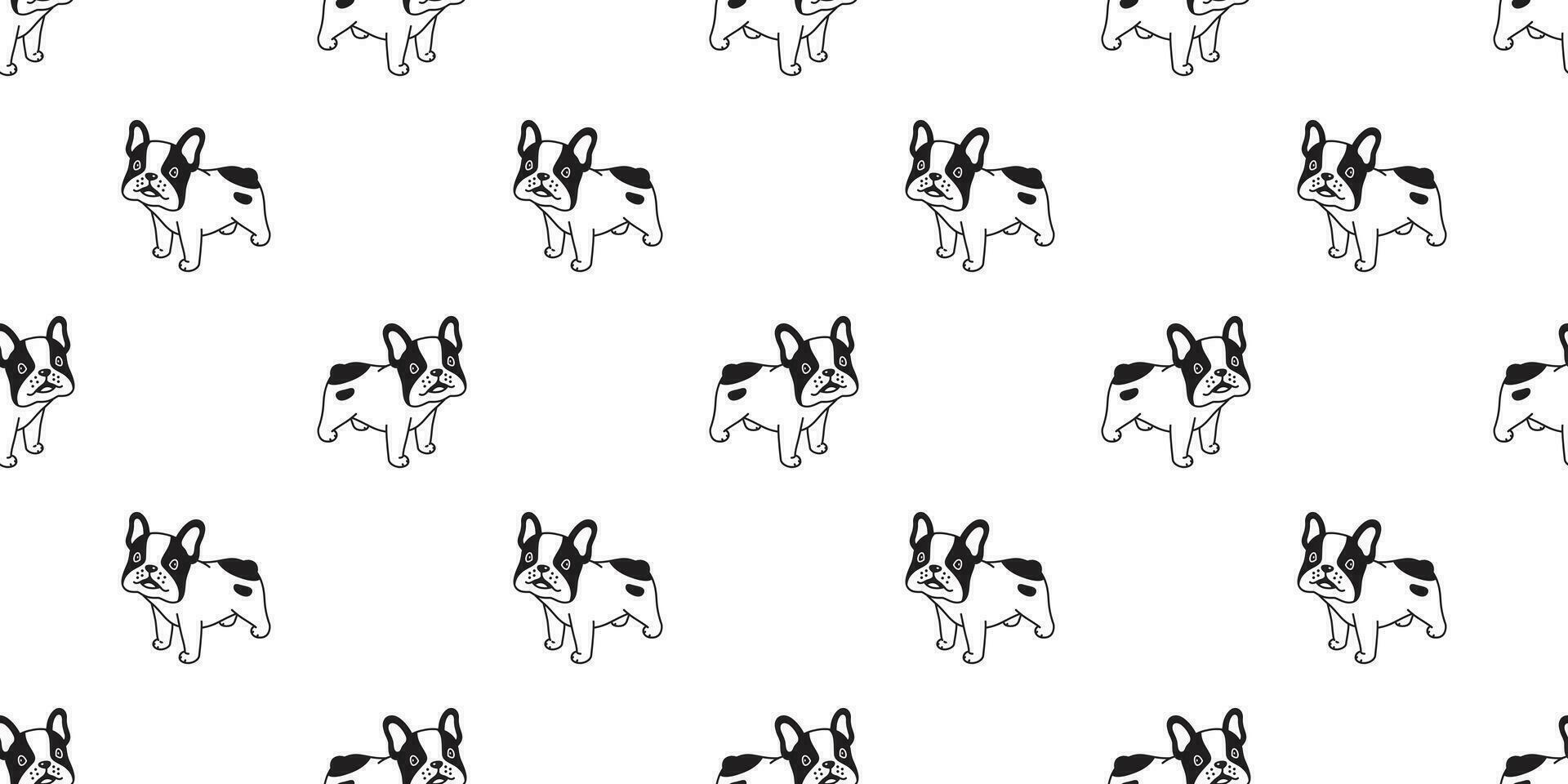 Hund nahtlos Muster Vektor Französisch Bulldogge Lächeln Karikatur Schal isoliert Fliese Hintergrund wiederholen Hintergrund Illustration Design
