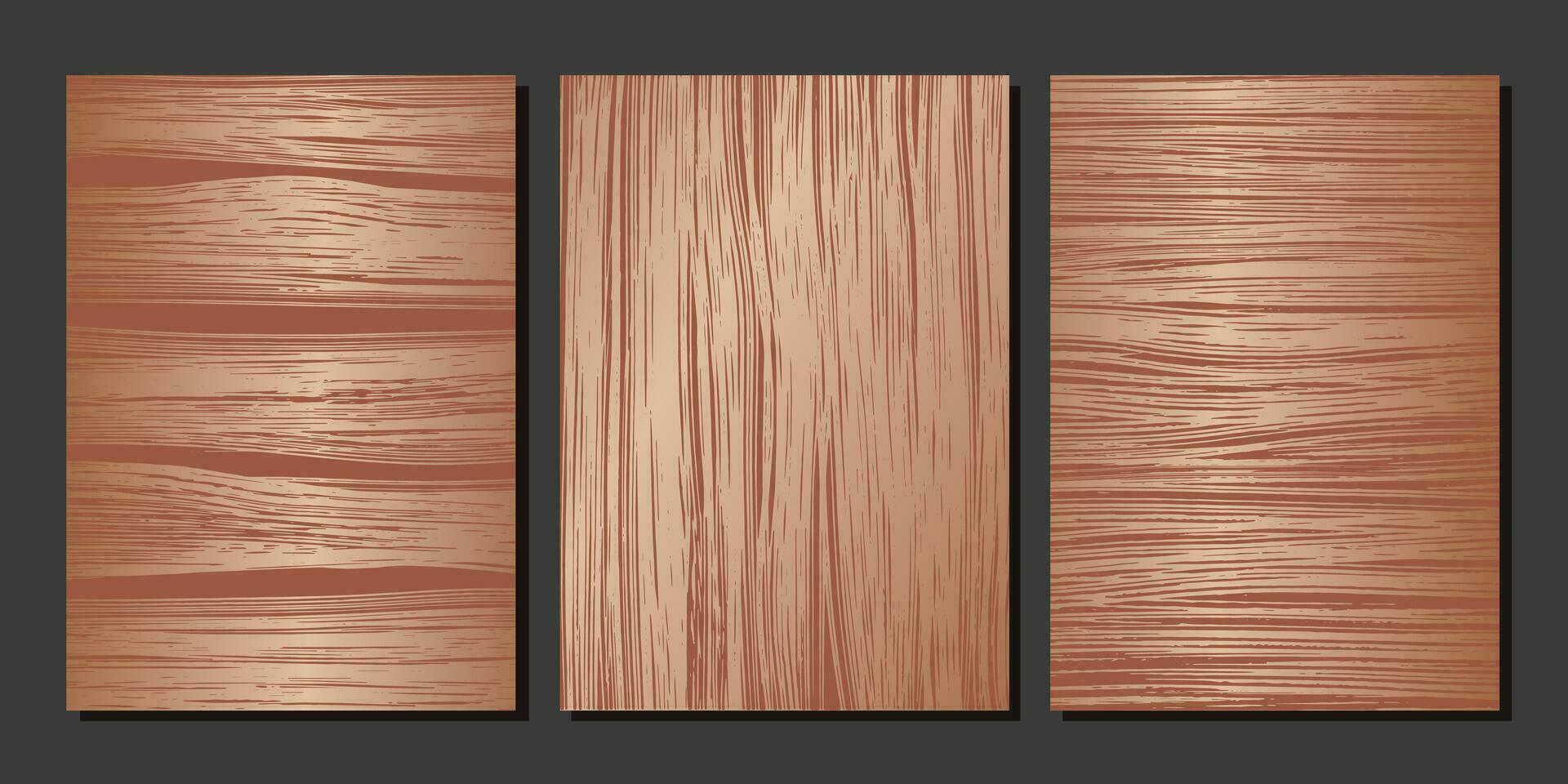uppsättning av lyx skinande trä- textur. vektor vertikal, horisontell trä- plankor. lutning färgad trä mönster