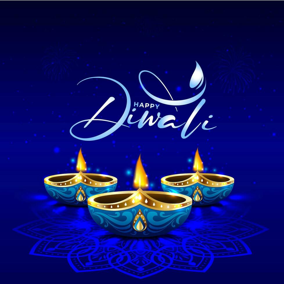 Lycklig diwali skön kalligrafi vektor design