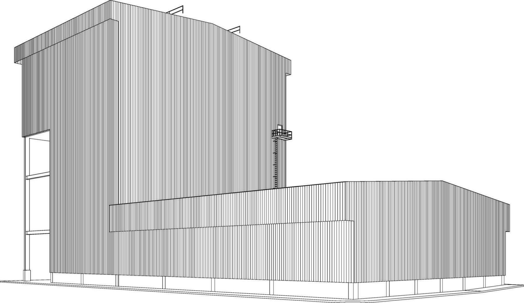 3d illustration av industriell byggnad vektor