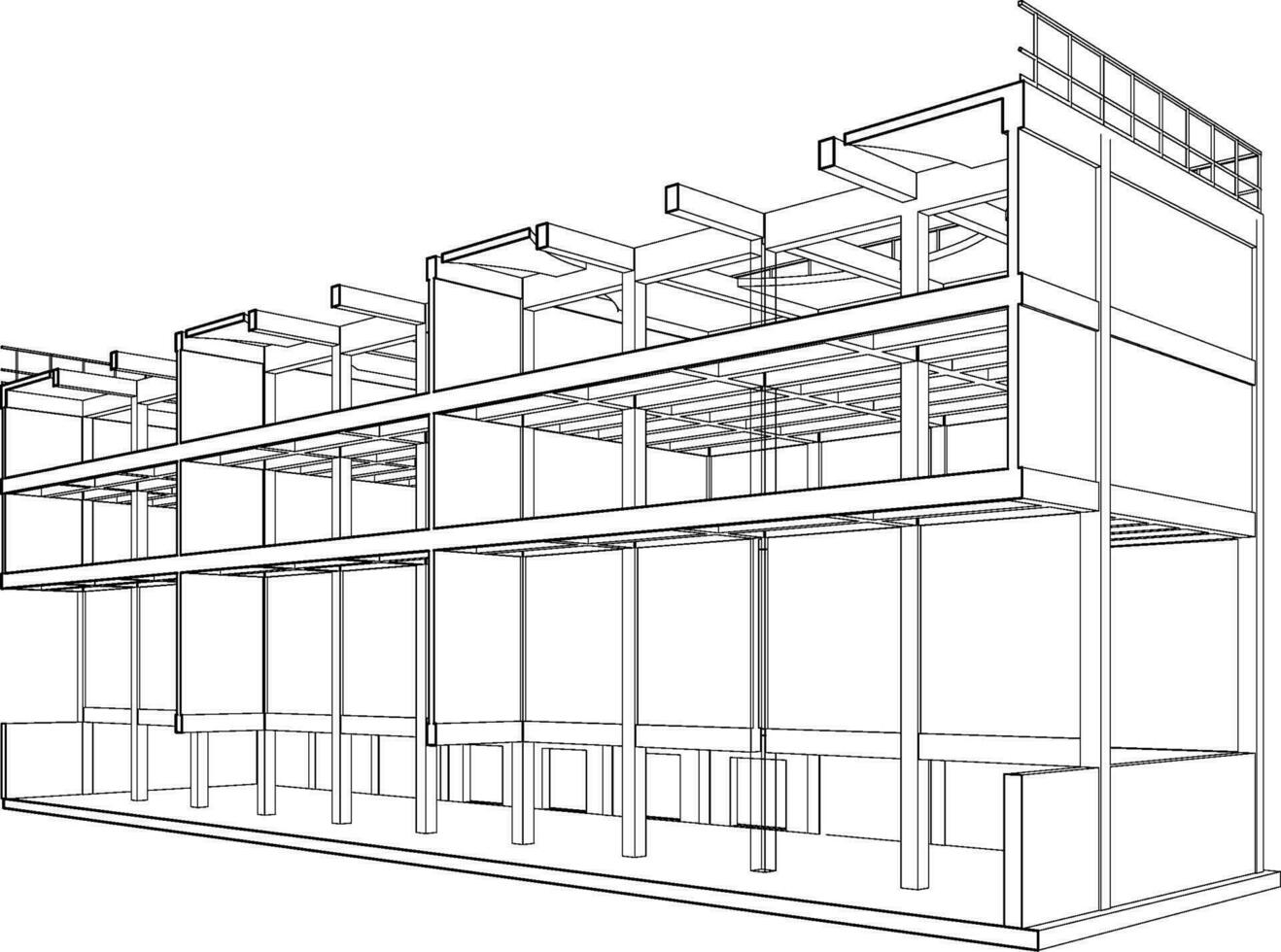 3d illustration av industriell byggnad vektor