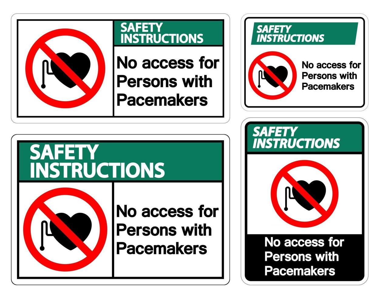 säkerhetsinstruktioner ingen åtkomst för personer med pacemakersymbol vektor