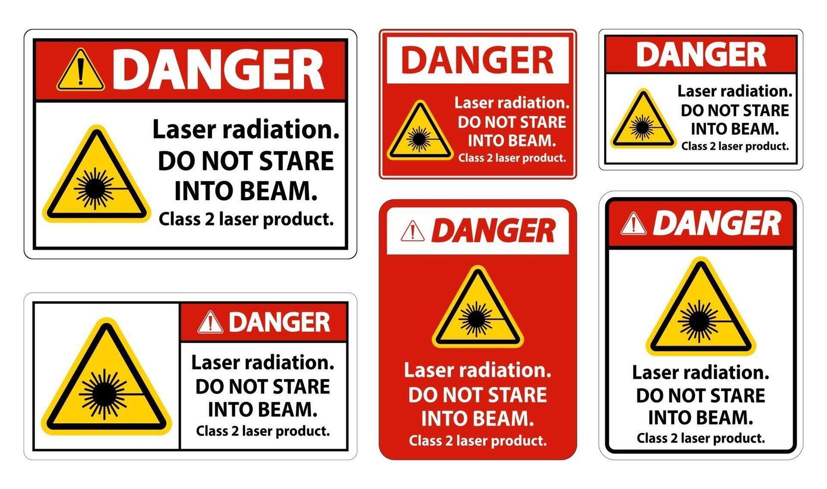 gefährliche Laserstrahlung, nicht in den Strahl starren, Laserprodukt der Klasse 2 2 vektor