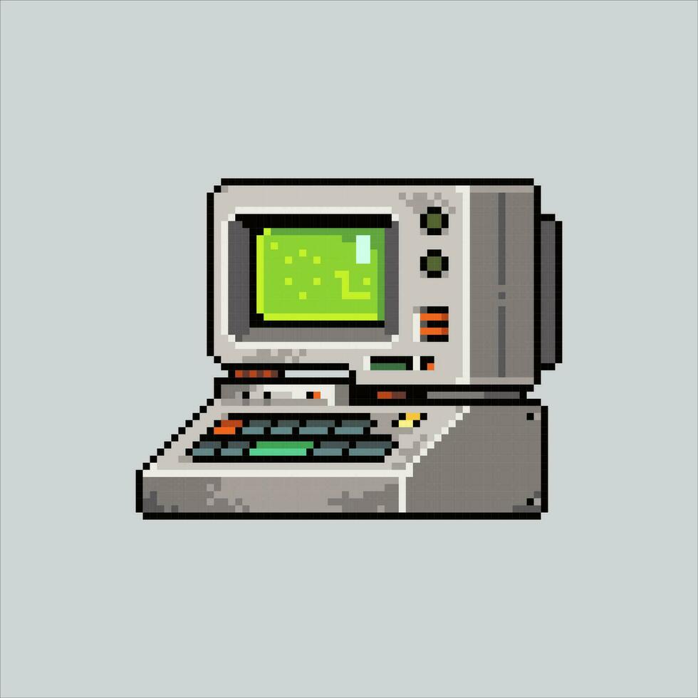 Pixel Kunst Illustration Computer. pixelig alt Computer. alt klassisch Computer Symbol pixelig zum das Pixel Kunst Spiel und Symbol zum Webseite und Video Spiel. alt Schule retro. vektor