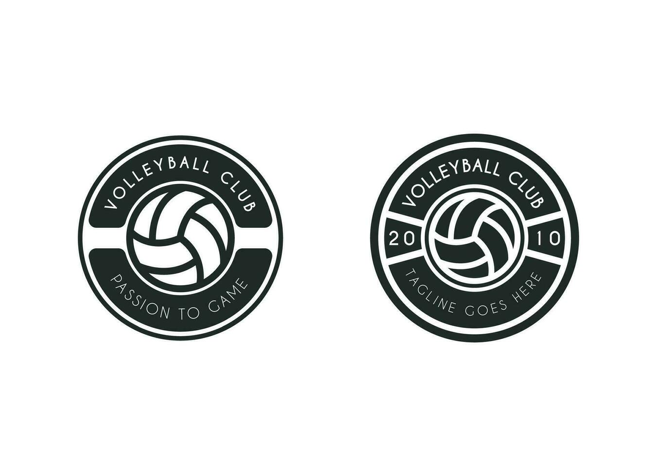 Volleyball Verein Emblem. Ball Abzeichen Logo, Volleyball Ball Mannschaft Spiel Verein Elemente, Vektor Logo Illustration passen zu Meisterschaft oder Mannschaft