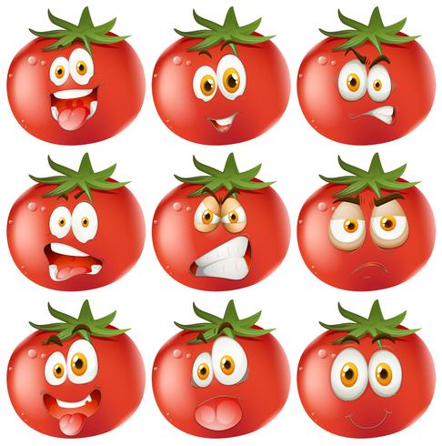 Frisk tomat med ansiktsuttryck vektor