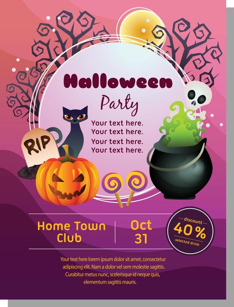 färgad halloween affisch med barn djävul kostym vektor