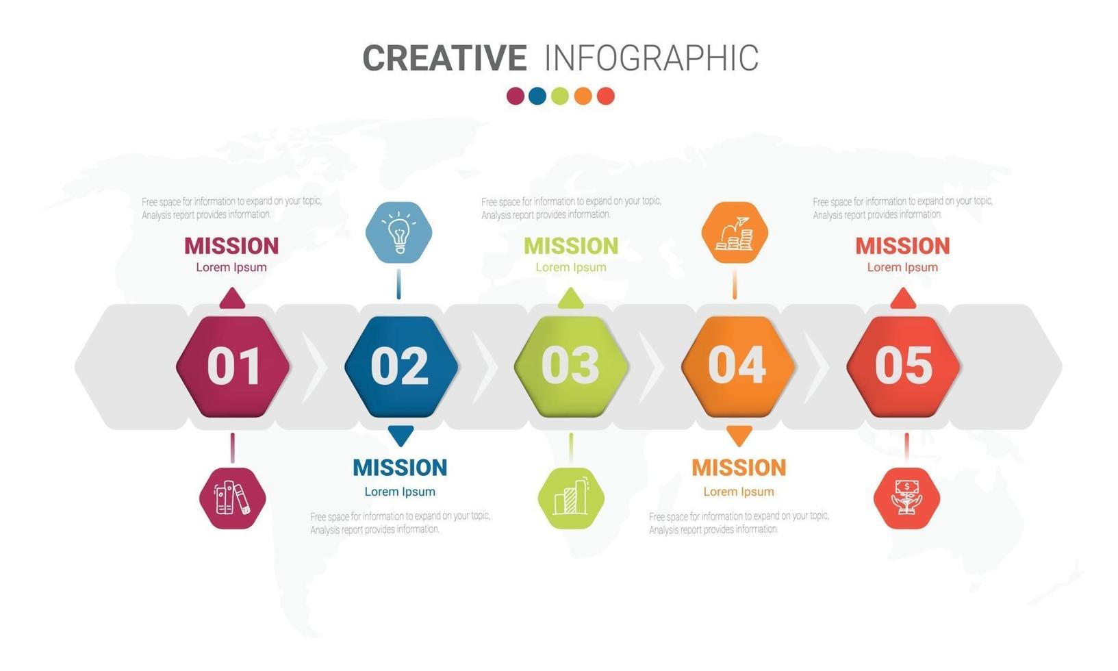 Infografik-Design-Vorlage mit Nummern 5 Option vektor