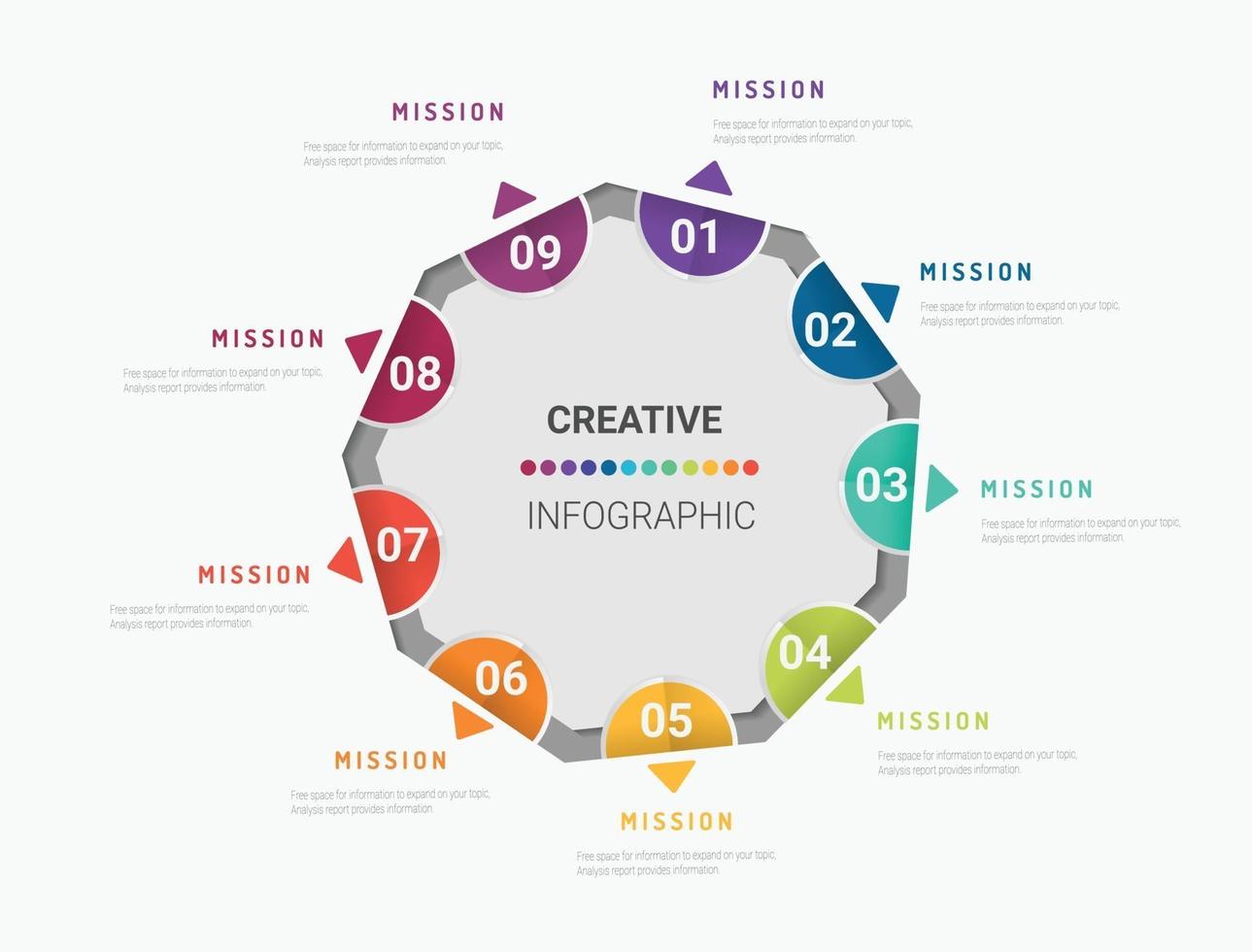 Kreis-Infografik-Dünnlinien-Design und 8 Optionen oder Schritte vektor