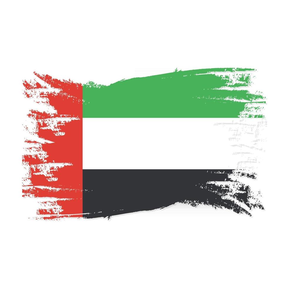 Förenade Arabemiraten flagga med akvarellborste vektor