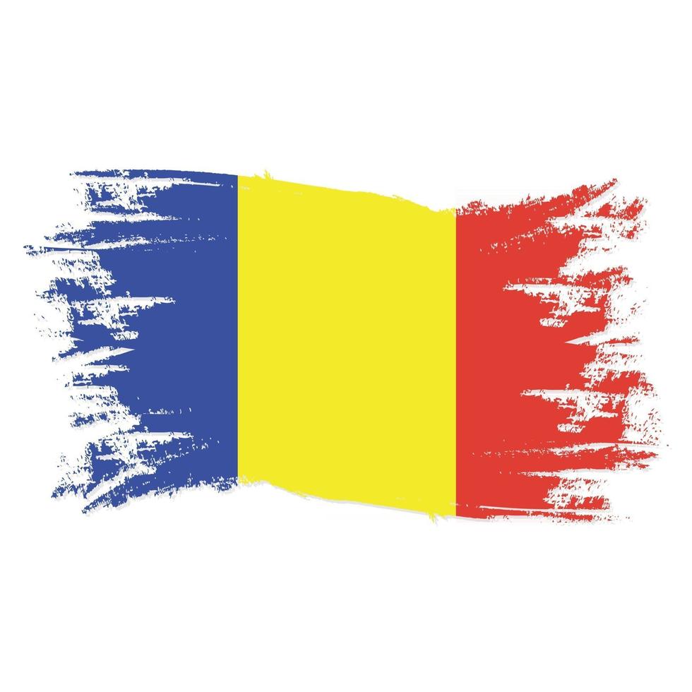 Rumäniens flagga med akvarellborste vektor