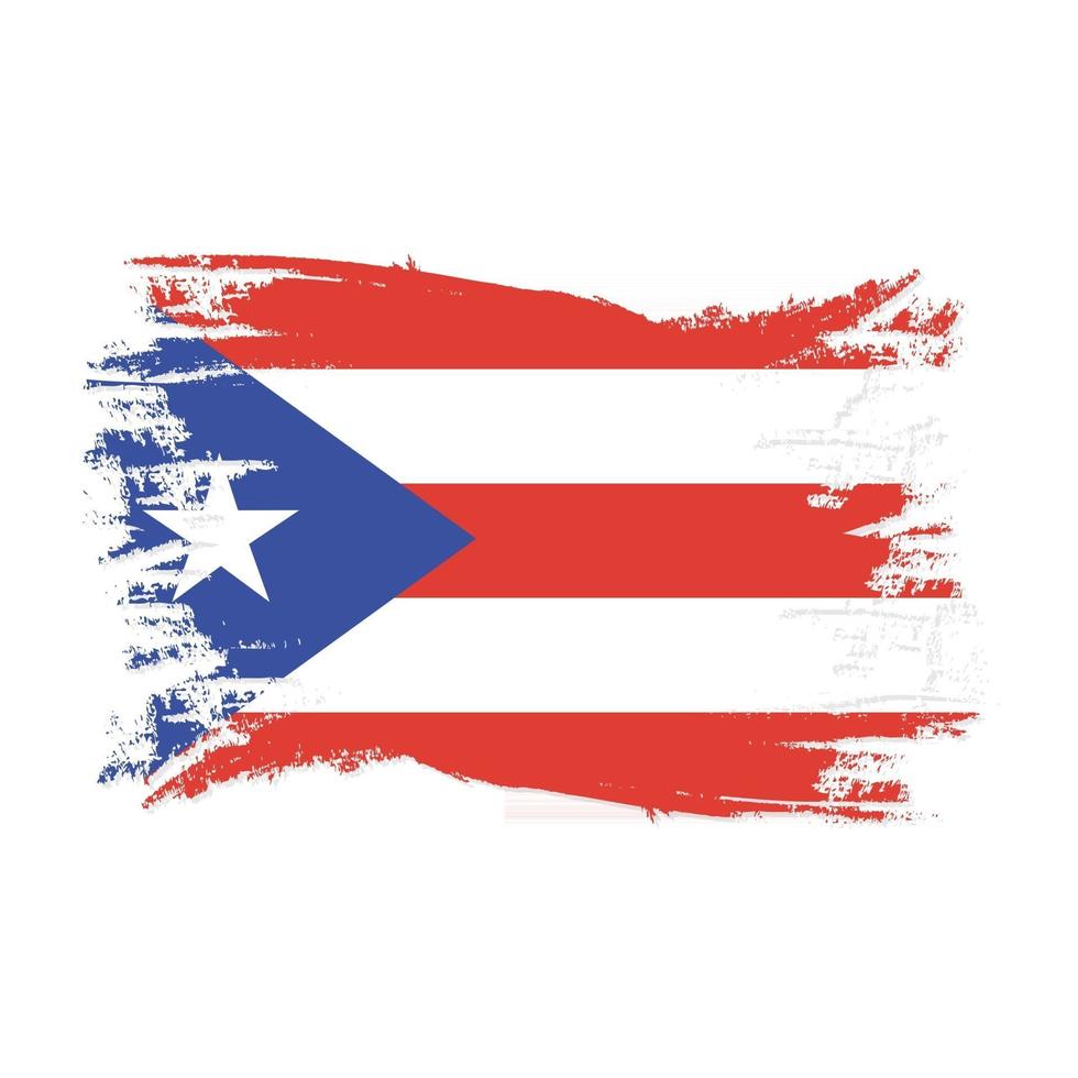 puerto rico flagge mit aquarellpinsel vektor