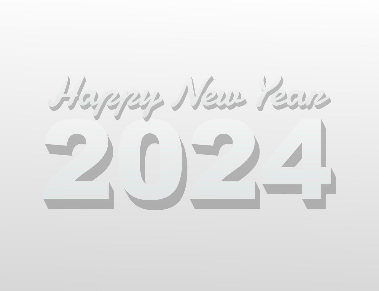 Lycklig ny år 2024, minimalistisk vit hälsning kort design. vektor illustration