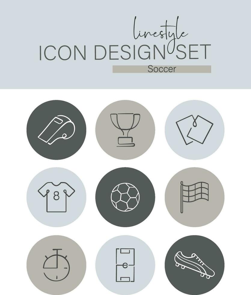 linjestil ikon design uppsättning fotboll vektor