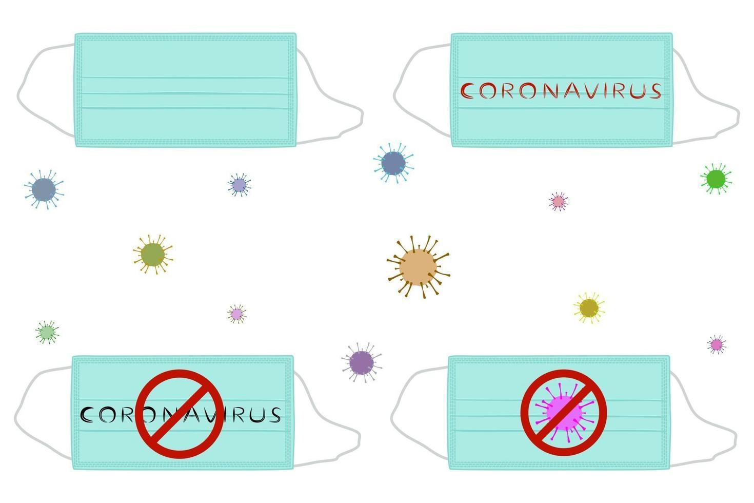 verschiedene Atemschutzmasken zur Vorbeugung von Coronavirus vektor