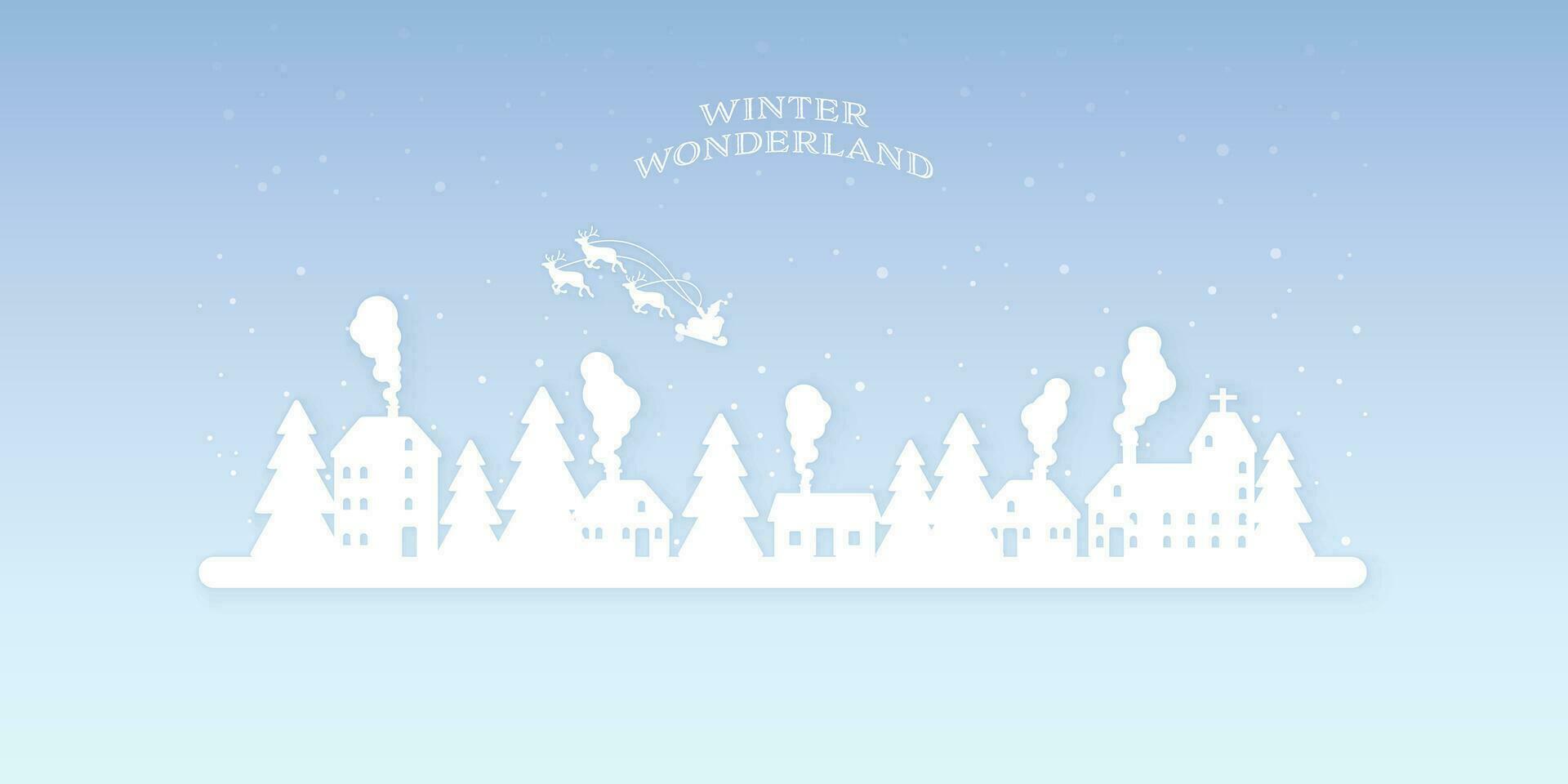 Winter Wunderland Papier Schnitt Stil Vektor Illustration. fröhlich Weihnachten und glücklich Neu Jahr Gruß Karte Vorlage.