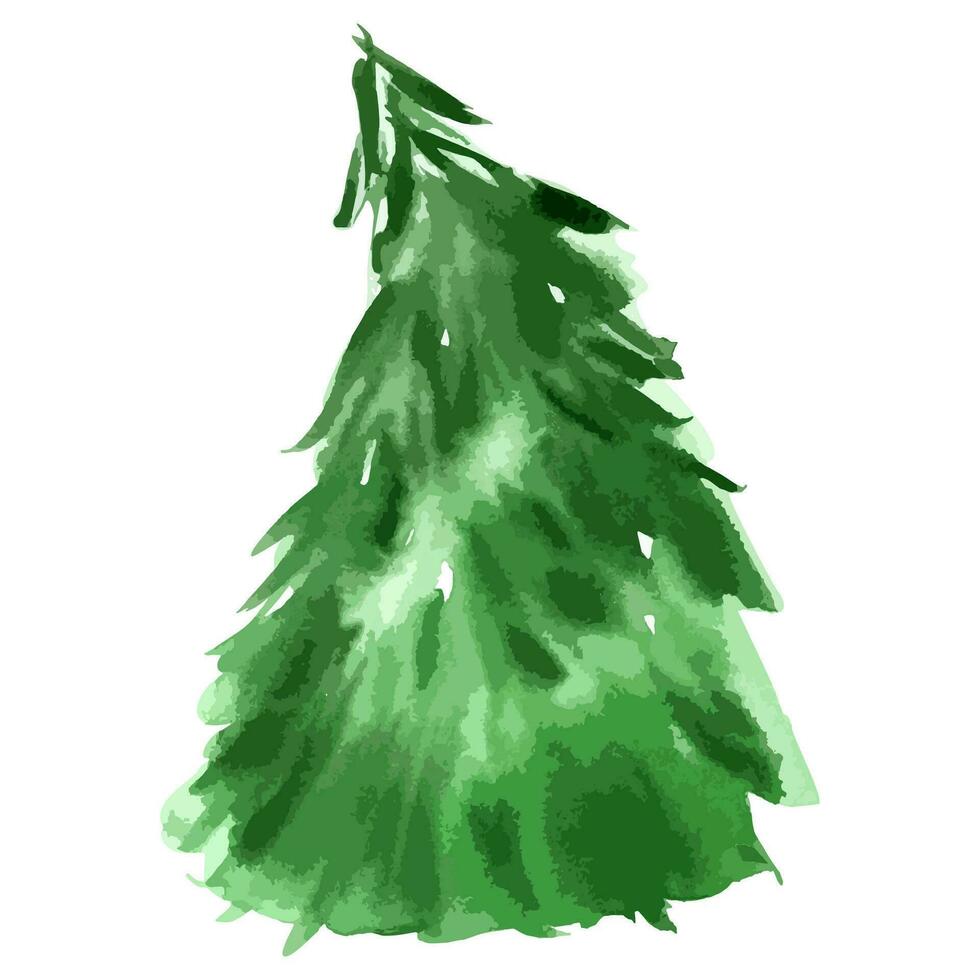 jul träd. vattenfärg konst. vektor vintergröna träd illustration. isolerat ny år.