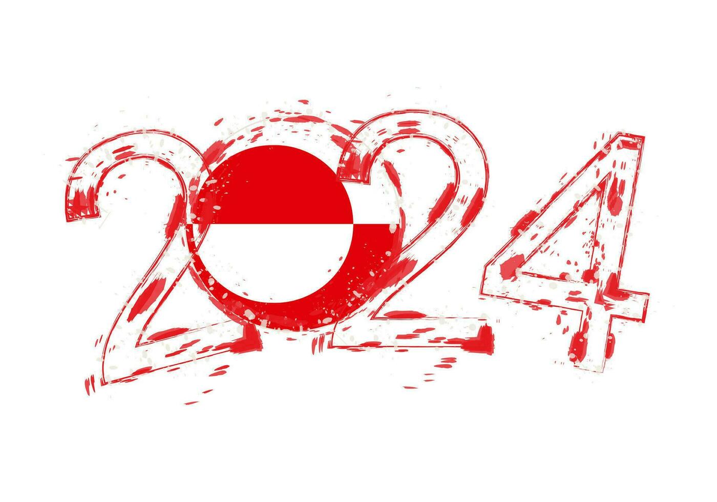 2024 år i grunge stil med flagga av grönland. vektor