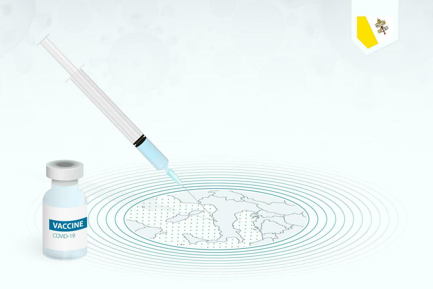 covid-19 Impfung im Vatikan Stadt, Coronavirus Impfung Illustration mit Impfstoff Flasche und Spritze Injektion im Karte von Vatikan Stadt. vektor