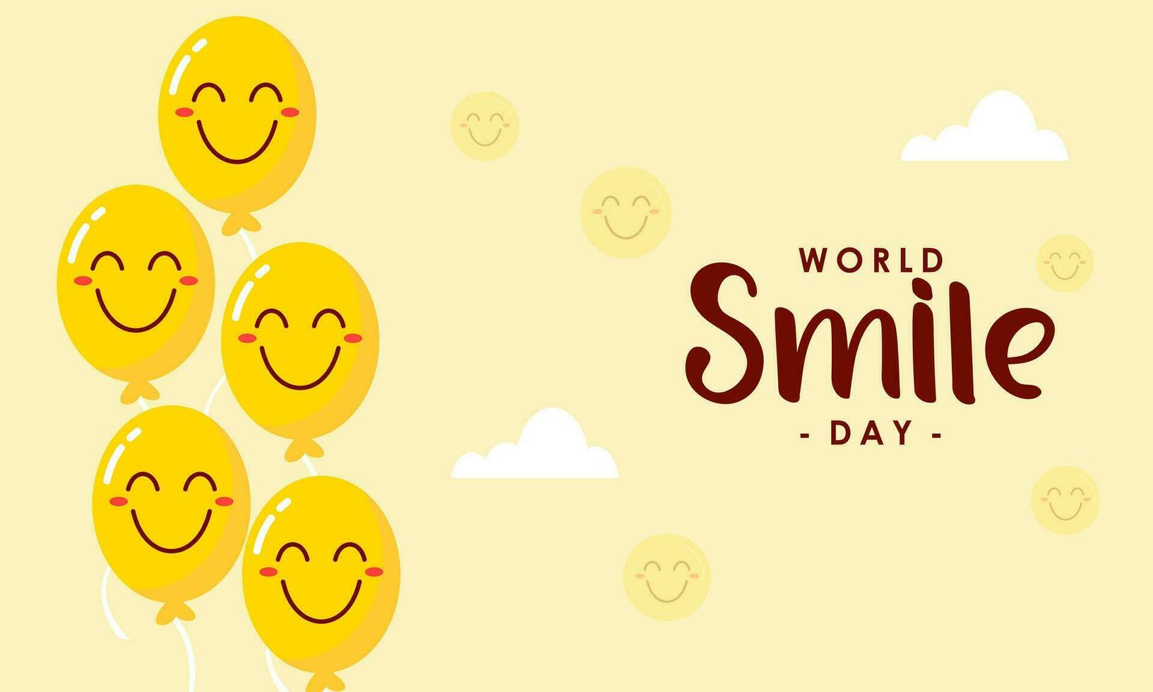 värld leende dag text med söt blomma ansikte vektor illustration