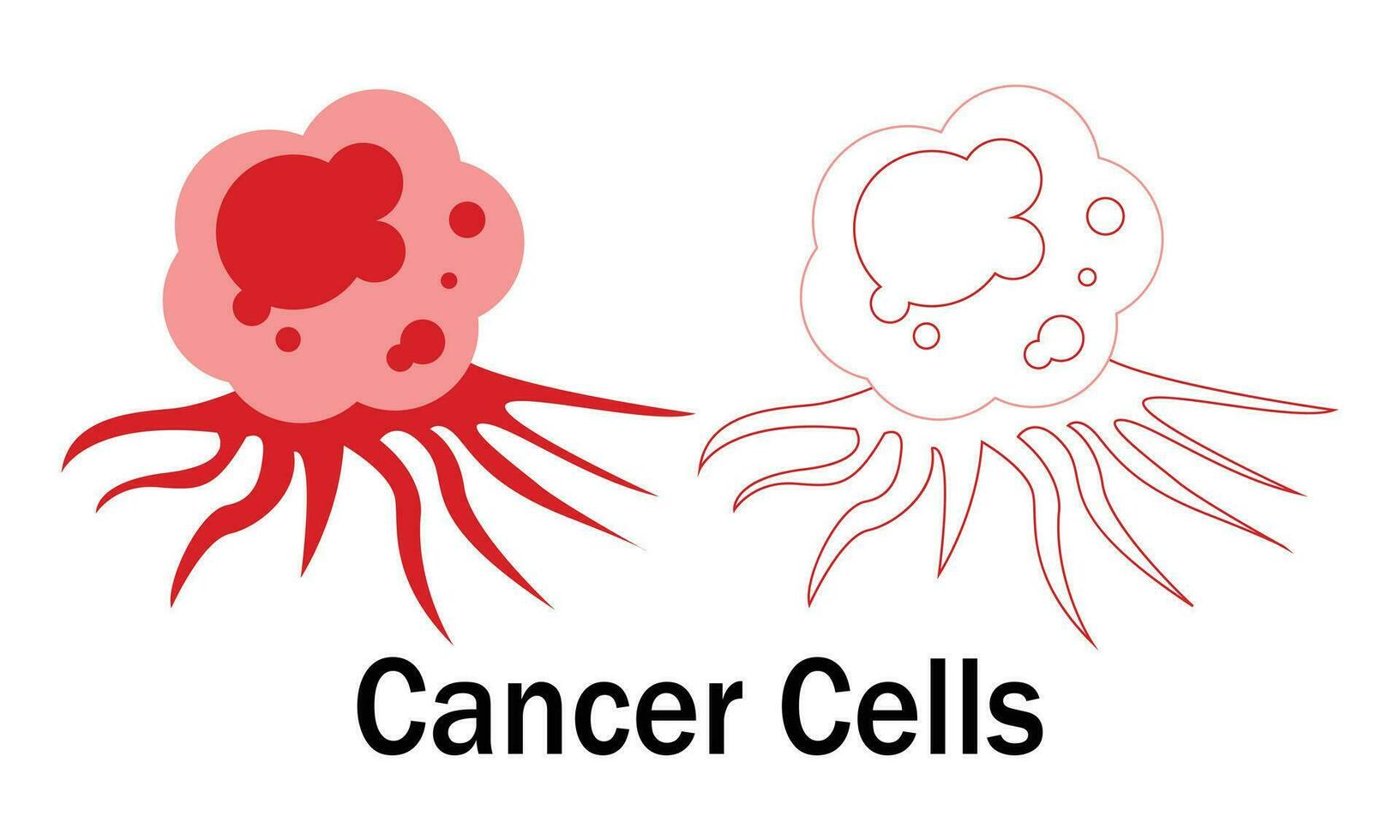 vanligt cell och cancer cell vektor design, vektor illustration design