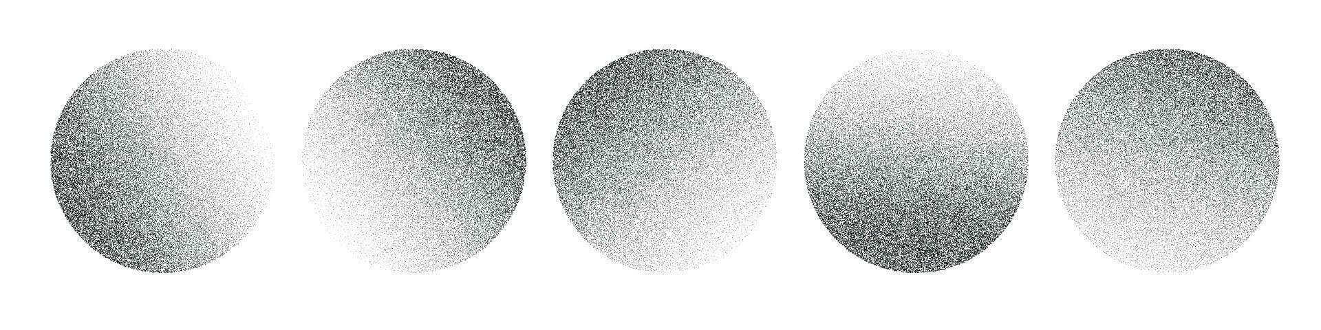 abstrakt Hintergrund Gradient Lärm und Getreide. Hälfte Ton Punkte bilden Kreise, Gradation und tüpfeln Auswirkungen. eben Vektor Illustration isoliert auf Weiß Hintergrund.