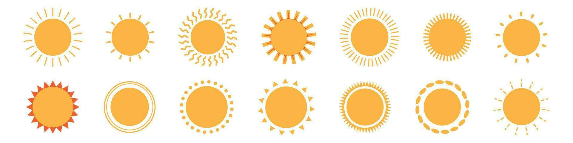Sol ikon sommar och solsken. abstrakt strålar gul , värme och ljus. solig dagar eller soluppgång. platt vektor illustration isolerat på vit bakgrund.
