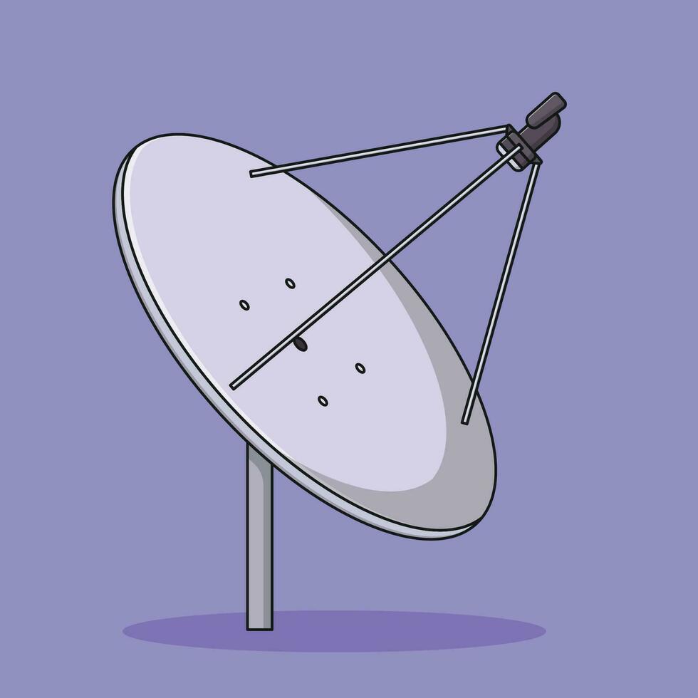parabolisk antenn vektor ikon illustration med översikt för design element, klämma konst, webb, landning sida, klistermärke, baner. platt tecknad serie stil
