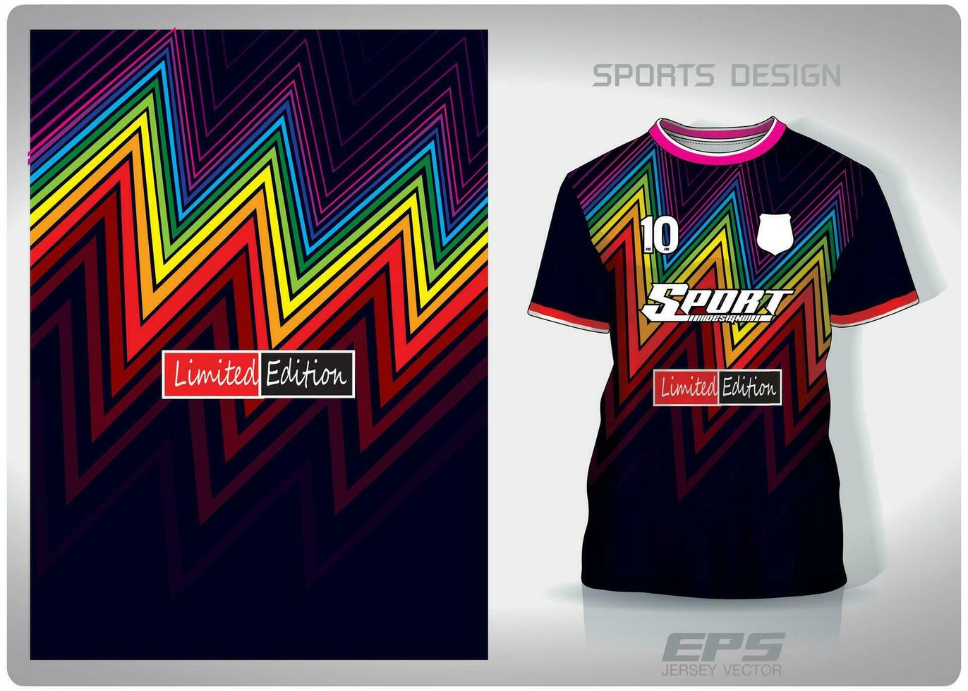 Vektor Sport Hemd Hintergrund Bild.Regenbogen Zickzack- Muster Design, Illustration, Textil- Hintergrund zum Sport T-Shirt, Fußball Jersey Hemd