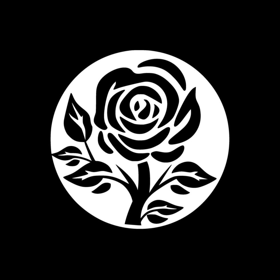 Rose - - schwarz und Weiß isoliert Symbol - - Vektor Illustration