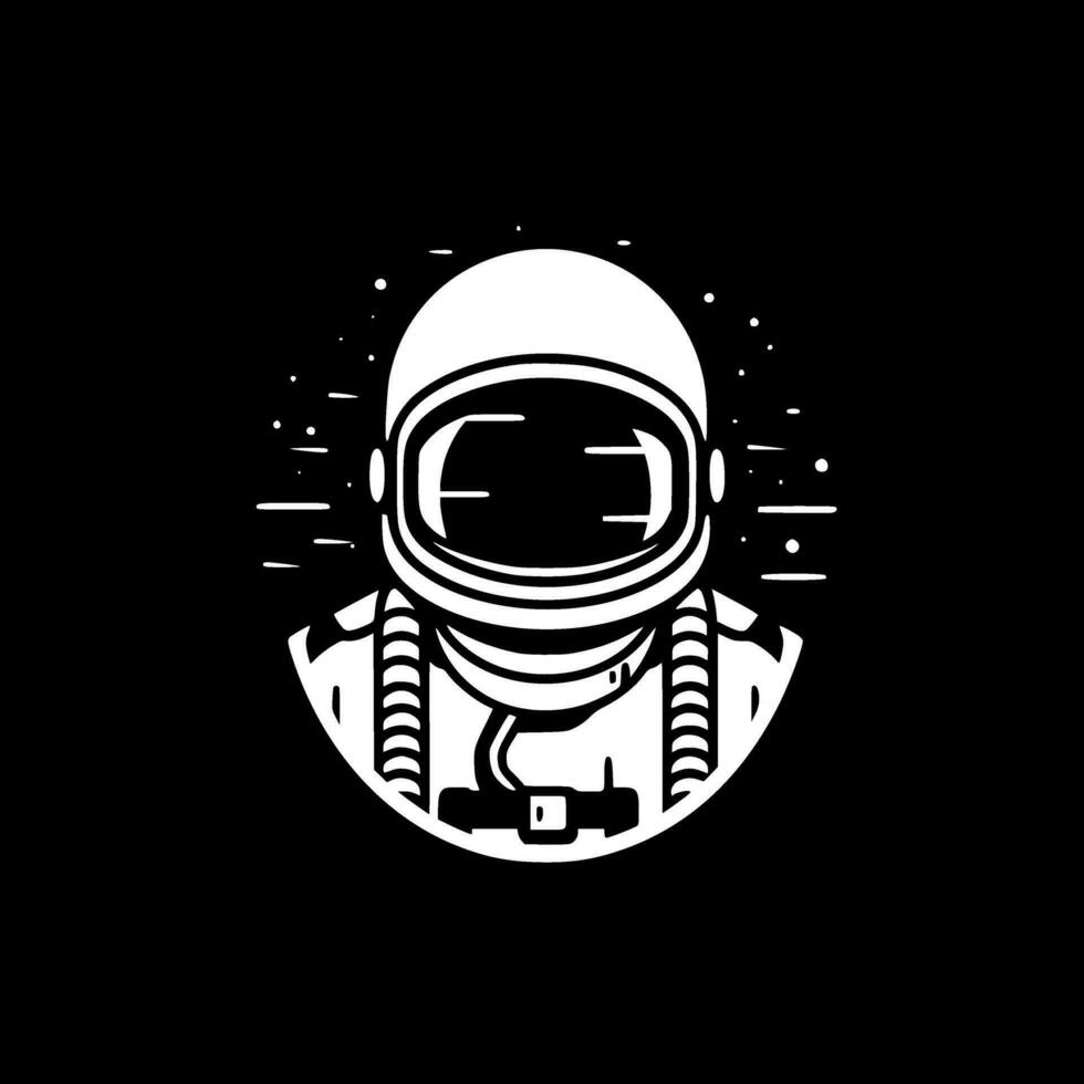 astronaut - svart och vit isolerat ikon - vektor illustration