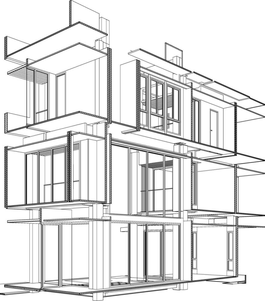 3d illustration av bostads- projekt vektor