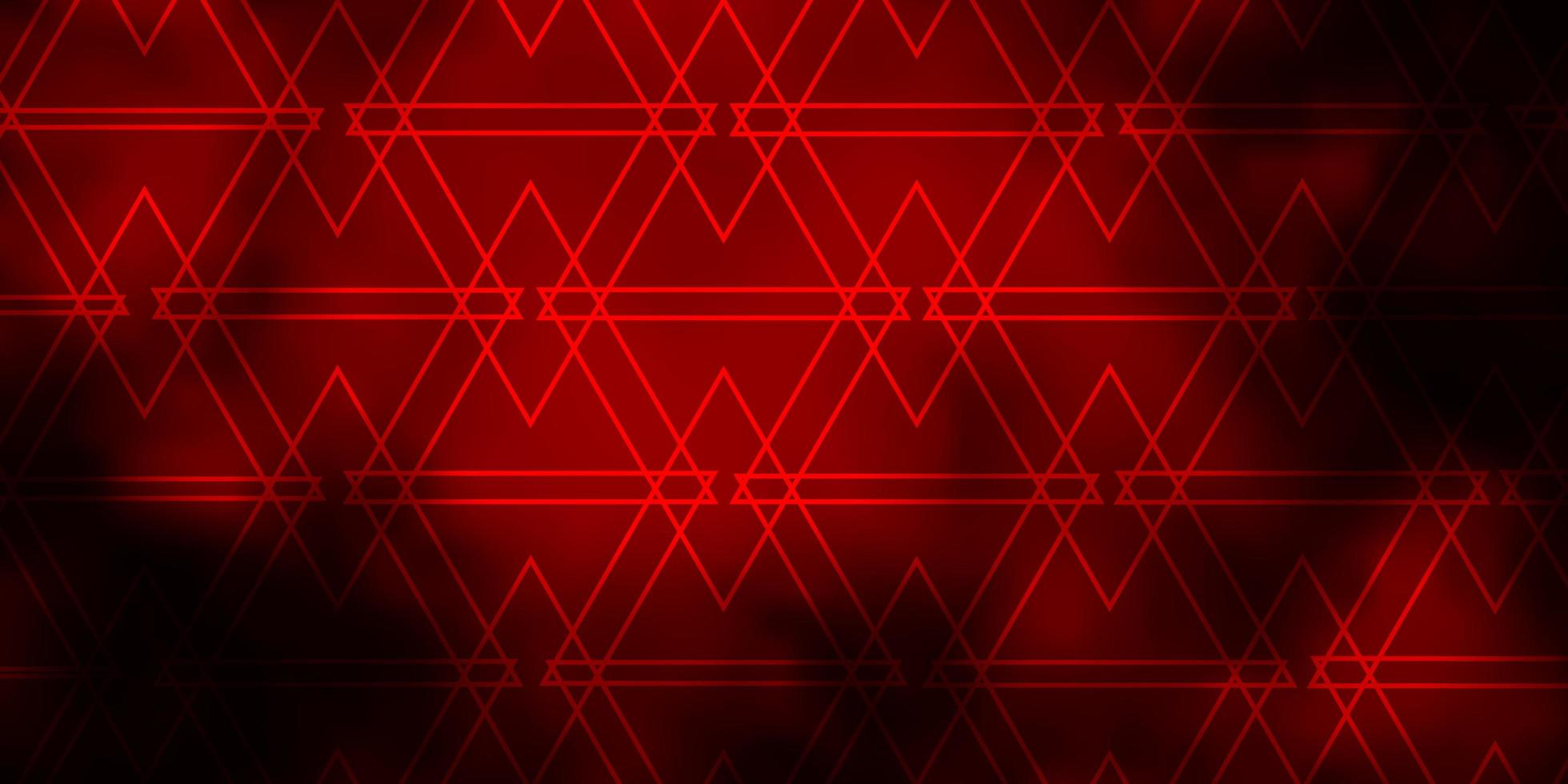 dunkelroter Vektorhintergrund mit Linien, Dreiecken. vektor