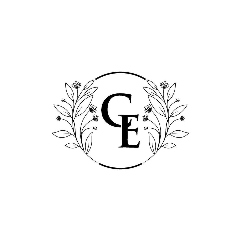 blommig brev c, e logotyp ikon, lyx alfabet font första design isolerat vektor