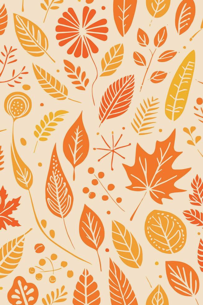 abstrakt Herbst handgemalt Laub Textur Muster Gekritzel Vektor Illustration