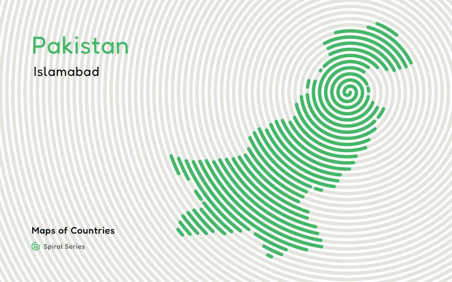 Vektor abstrakt Karte von Pakistan mit Spiral- Linien