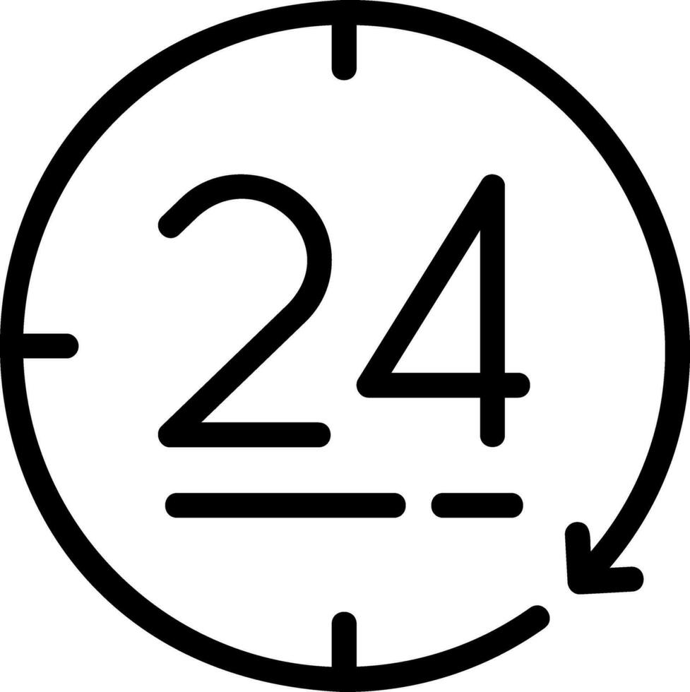 24-Stunden-Liniensymbol vektor