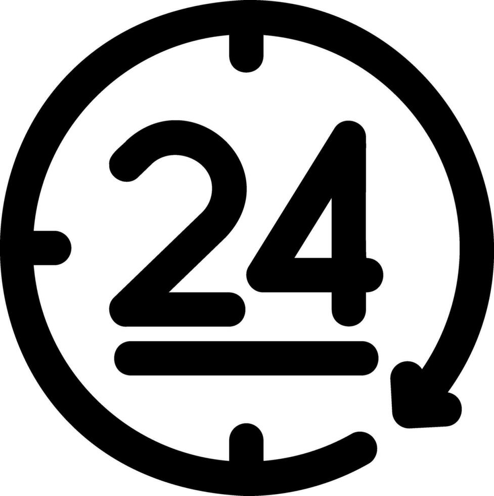 24-Stunden-Glyphen-Symbol vektor