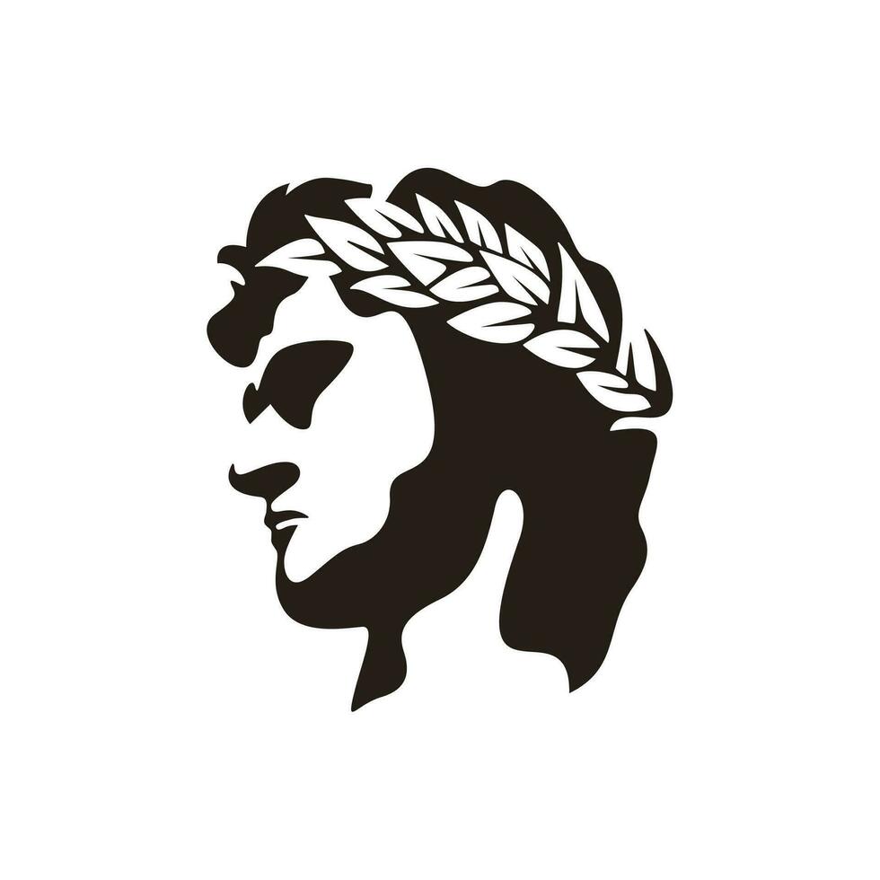 uralt griechisch Zahl Philosoph Lorbeer Kranz Silhouette Logo Design vektor
