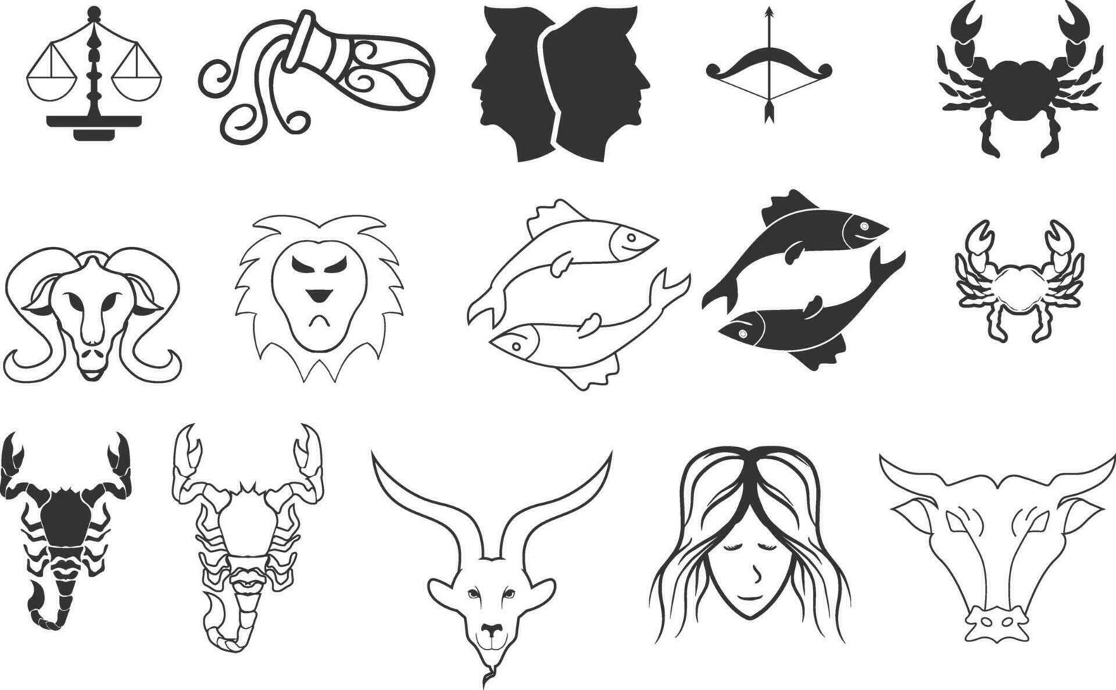 einstellen von Tierkreis Zeichen Symbole vektor
