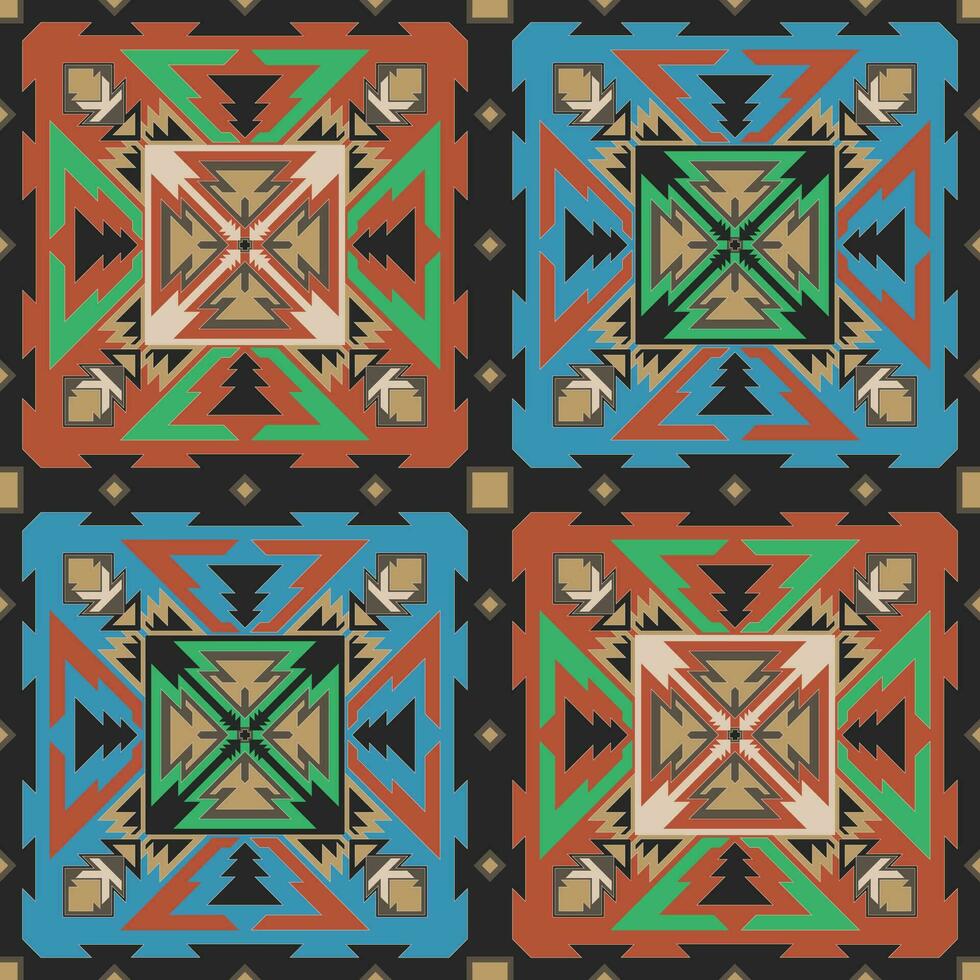 aztekisch, navajo geometrisch nahtlos Muster. einheimisch amerikanisch Südwesten drucken. ethnisch Design Hintergrund, Stoff, Abdeckung, Textil, Teppich, Decke. vektor